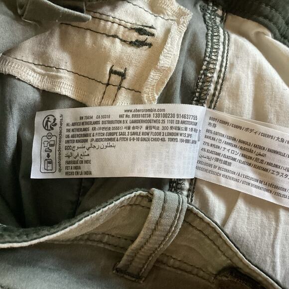 VTG Y2K Abercrombie Cargo Pants - 28x30 Olive Paratrooper 10-Pocket Utility Rare - Picture 8 of 10